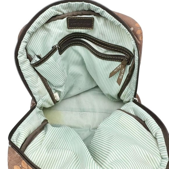 Thirty-One Shoulder Bag Brown Mandala Leather Straps Zip Closure - Picture 6 of 11